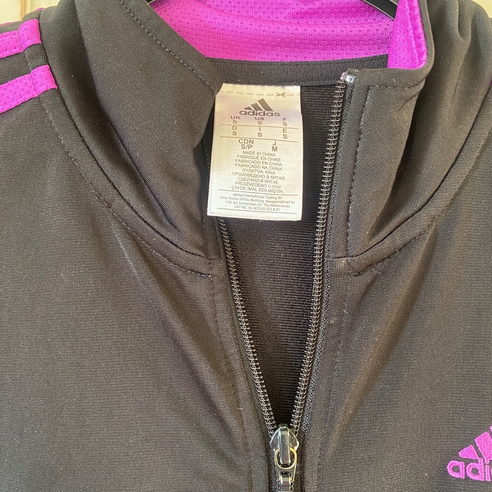 Adidas purple 3 stripe track jacket S